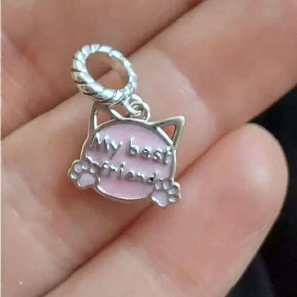 925 Silver Kitty Dangle Charm - Picture 4 of 6